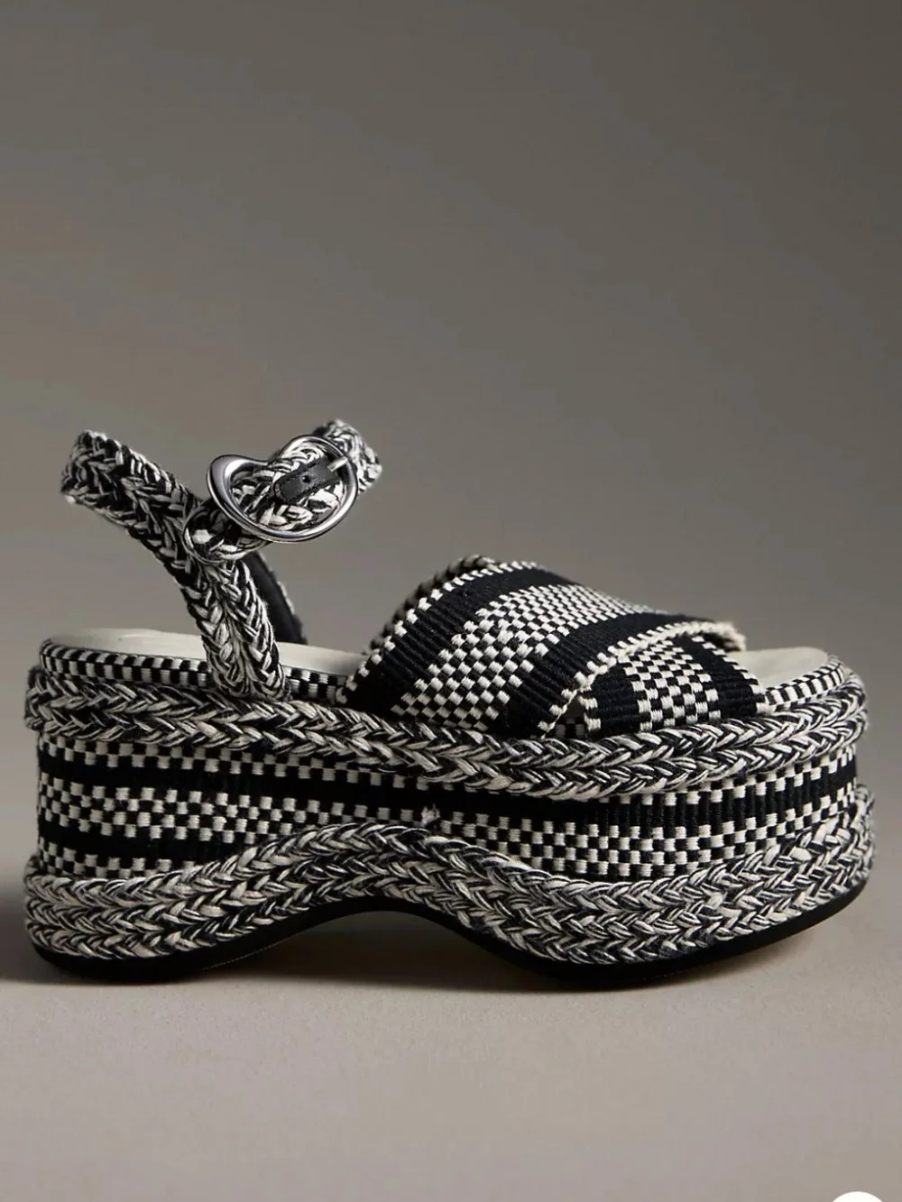 Anthropologie Amambaih Carmen Black & White Woven Platform Sandal